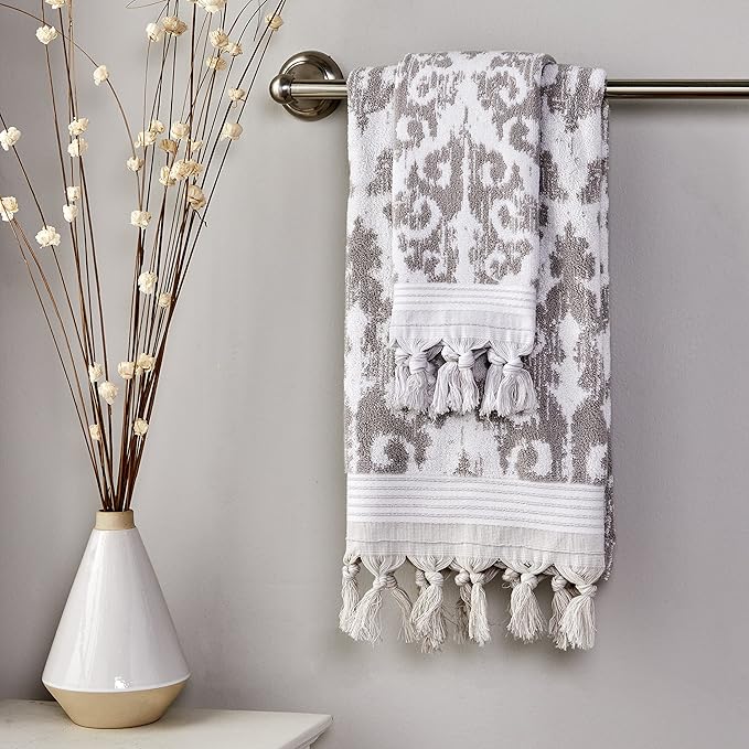 SKL Home Mirage Fringe 100% Turkish Cotton Bath Towel, Taupe 54.00" x 28.00"