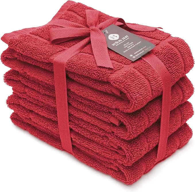 100% Cotton Terry Dish Towels, 4 Pack Plain, 16 x26 Inches, Super Soft and