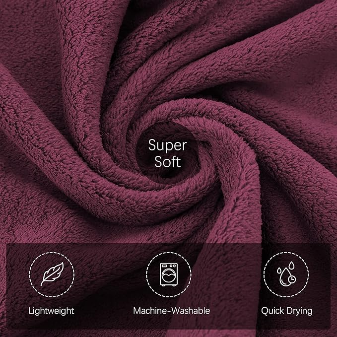 TENSTARS Microfiber Coral Velvet Luxury Silk Hemming Towel Set
