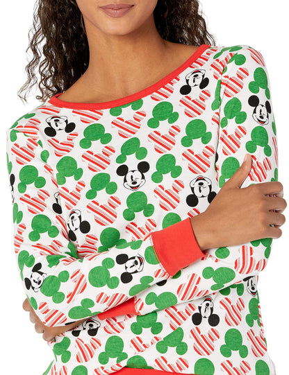 Amazon Essentials Disney | Marvel | Star Wars Women's Snug-Fit Cotton Pajama Sleepwear Sets, Mickey - Womens Snug-fit, Medium