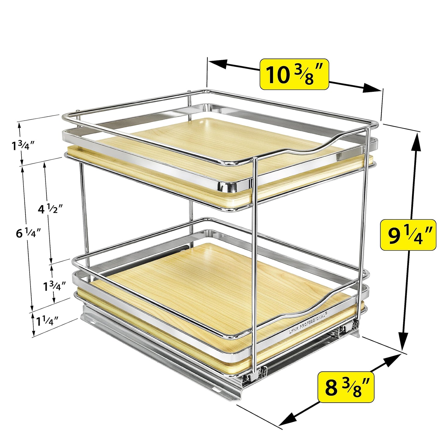 LYNK PROFESSIONAL® Pull Out Spice Rack Organizer for Inside Kitchen Cabinets - 4-1/4 inch Wide - Slide Out Drawer – Chrome Sliding Spice Cabinet Organization Shelf Racks - 2 Tier