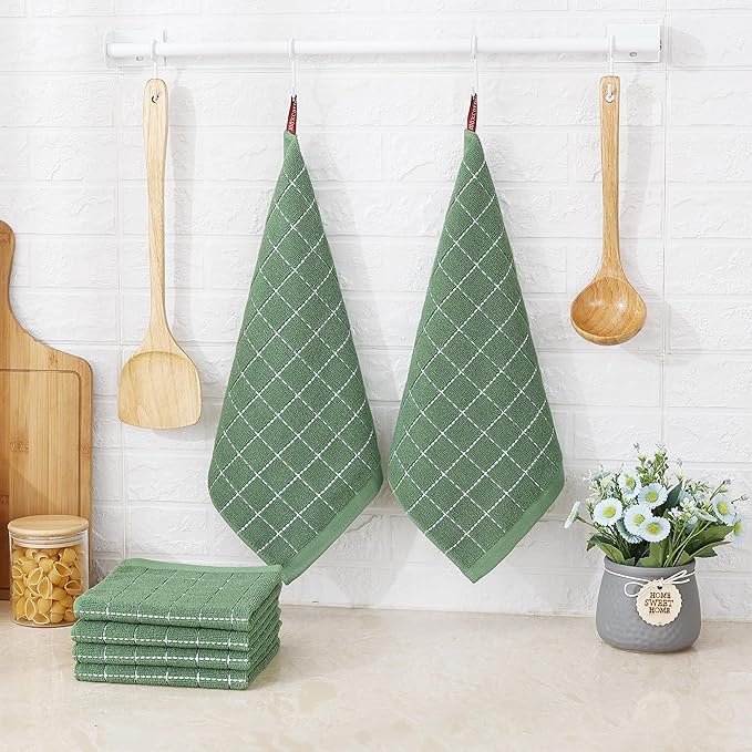 Homaxy 100% Cotton Terry Kitchen Dish Cloths, Ultra Soft and Absorbent Dish