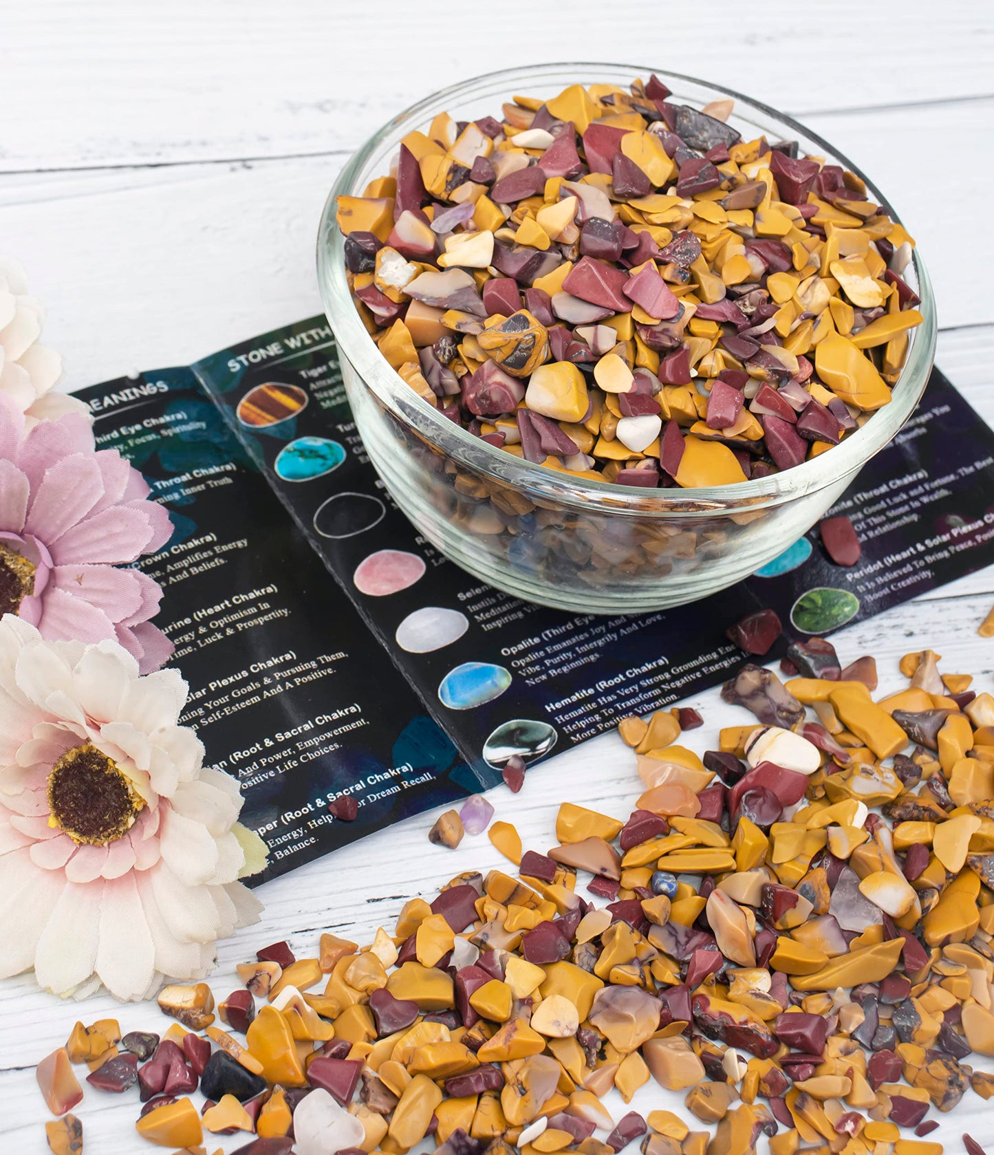 Crocon 1/2 LB Crushed Mookaite Jesper Chips Bulk Stones 1100+ Carats Natural Quartz Pieces Irregular Shape Gemstones House Warming Gifts New Home & Chakra Healing Crystals Home Dcor Gifts for Women
