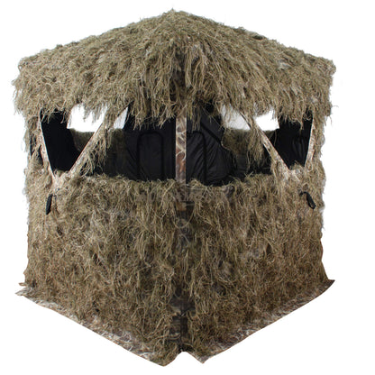 AUSCAMOTEK Scouter Ghillie Ground Blind for 3 Person Deer Hunting with Ghilly Cover