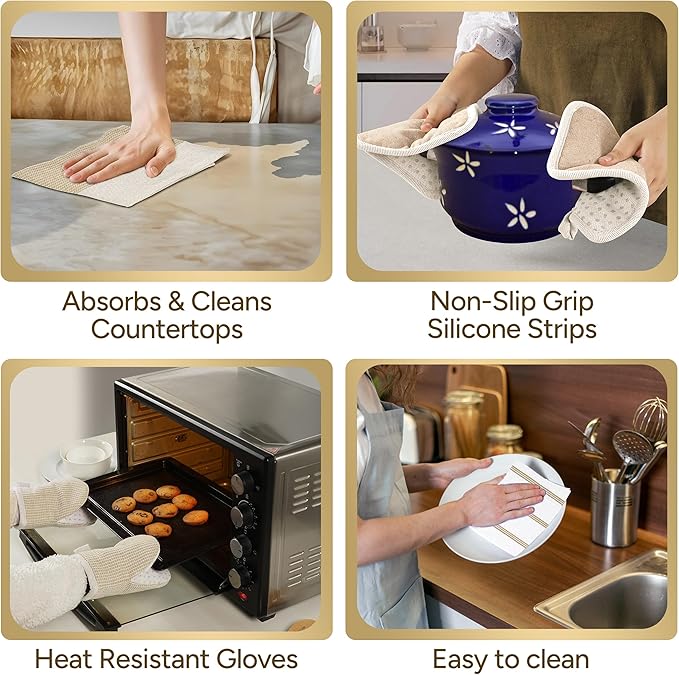 Casa Platino Pot Holders and Oven Mitts, 8-Piece – 500°F Heat Resistant Mini