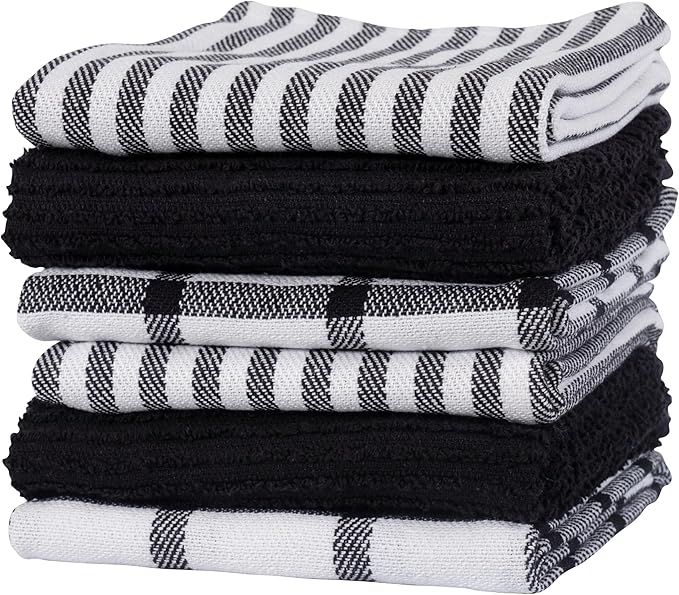 KAF Home Premium Kitchen Towels, Large 100% Cotton, Flat & Terry Absorbent Dish