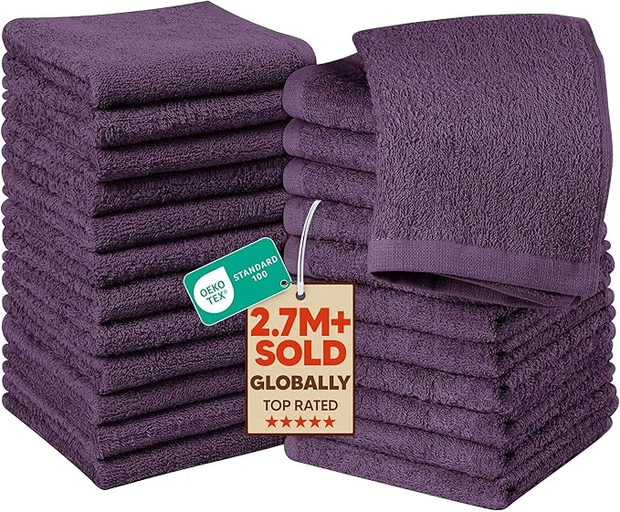 Utopia Towels 24 Pack Cotton Washcloths Set, 100% Ring Spun Cotton, Highly