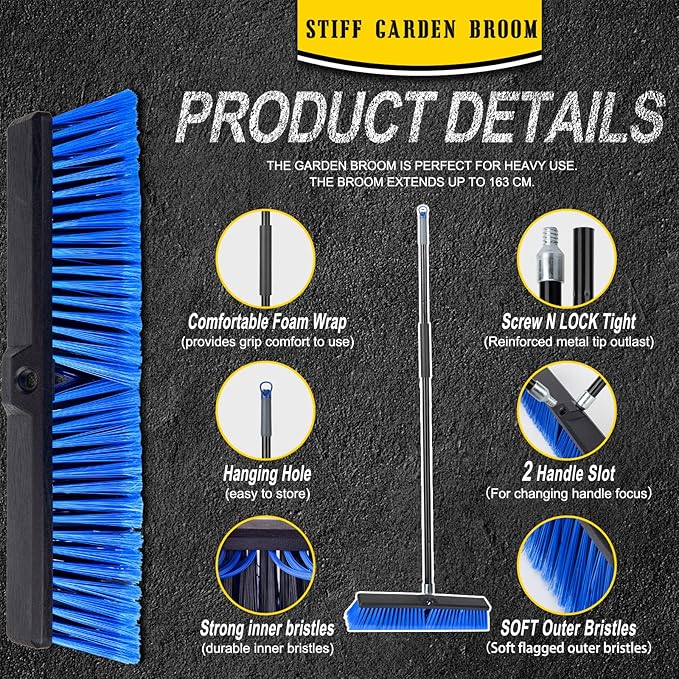 18 Inches Outdoor Push Broom Heavy Duty Shop Broom