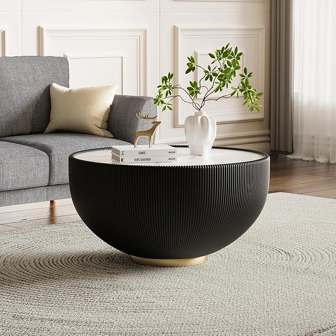 Round Marble Coffee Table Set of 2, 2 Piece Coffee Table and End Table