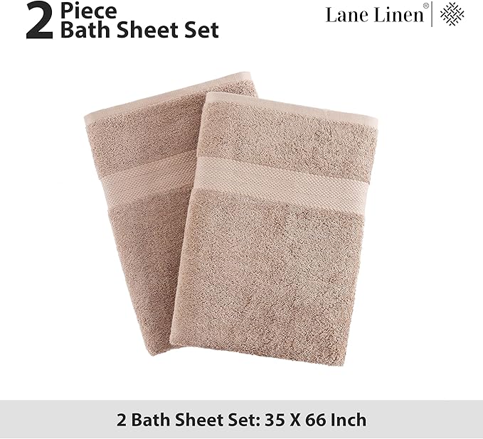 LANE LINEN 100% Natural Cotton Bath Sheets 2 Pack