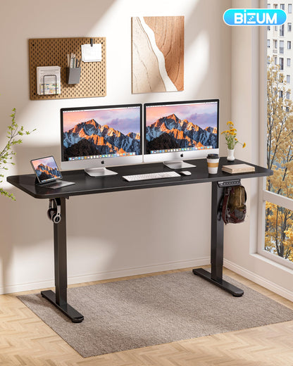 BIZUM Electric Standing Desk 63 x 24 Inch Computer Desk-Gaming Desk Black Home Office Desks Height Adjustable Memory Stand Up Computer Workstation
