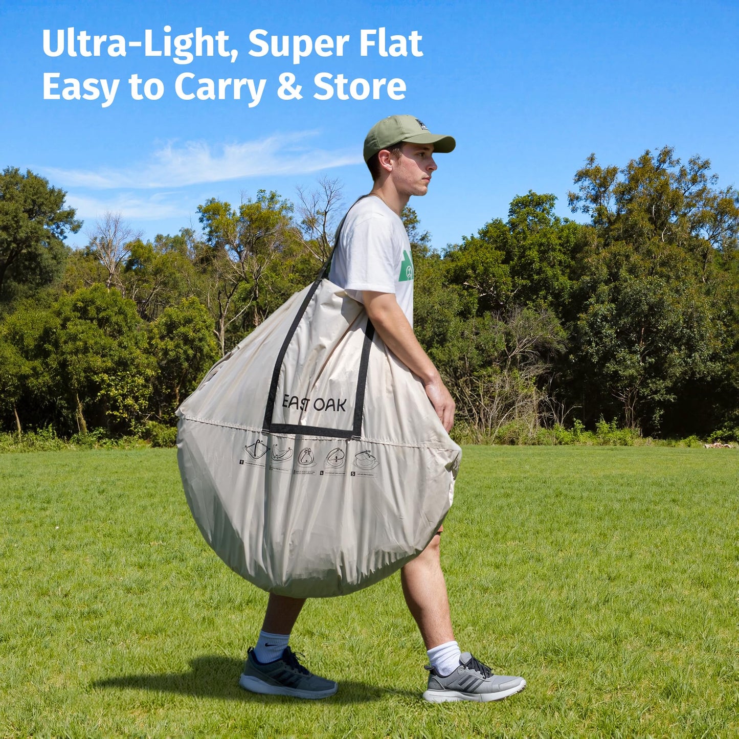 East Oak Weather Sports Tent for Fishing, Sports Event | Pop Up Bubble Tent Instant Sun & Rain Shelter | No Condensation, Spacious Interior, Ultra Visibility | All Weather Protection | 6 x 6 FT