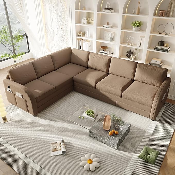 King Size Sleeper Sofas Convertible Couches, Oversized 6-Seat Sectional Sofa