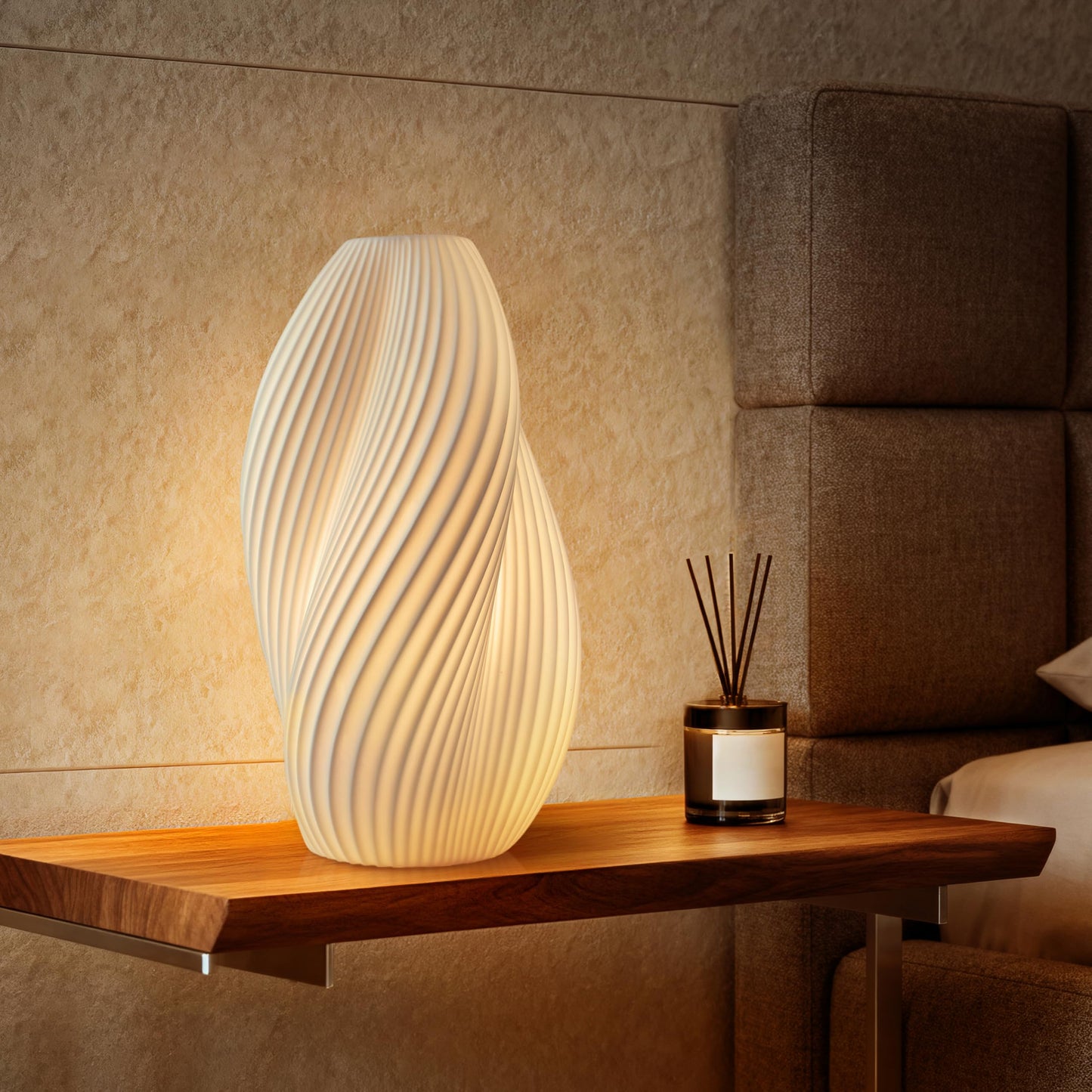 RONDURE 11.9" Modern Ceramic Table Lamp, Fully Dimmable Bedside Lamp for Bedroom Living Room Nightstand, White Translucent Ceramic Shade, Warm Ambient Decorative Corded Lighting, Bulb Included