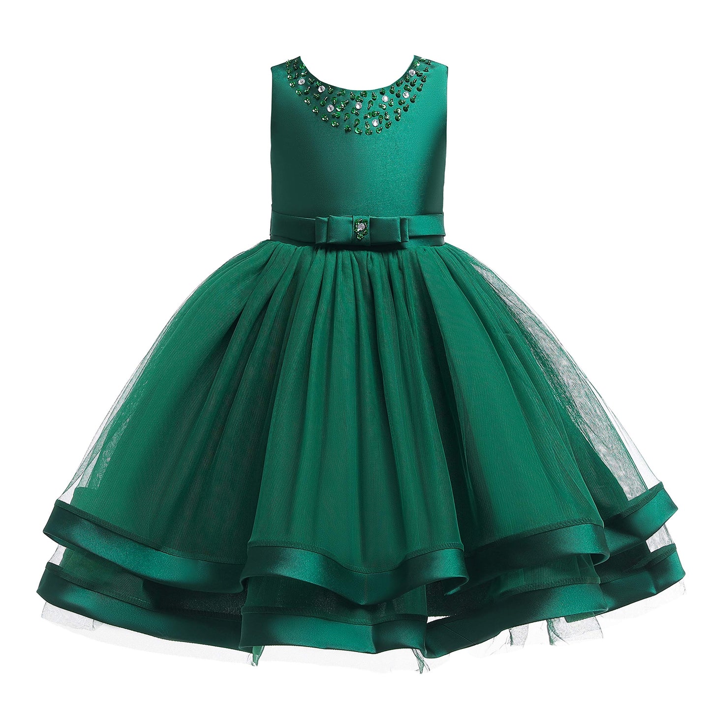 Glamulice Christmas Green Flower Girl Dress Ruffles Vintage Embroidered Lace Dresses Wedding Bridesmaid Birthday Party Gown Pageant Holiday Princess Prom Dance Kids Formal Dress Dark Green 5 6