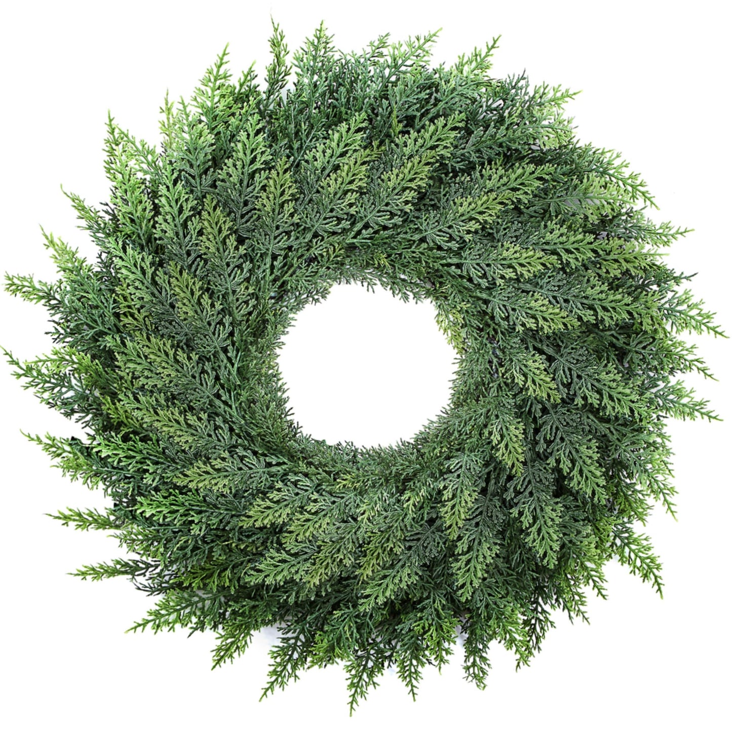 MEUIS Small Greenery Cedar Wreath - 22" Artificial Real Touch Wreath for Front Door Windows Outdoor Indoor Decor Weatherproof Traditional Holiday Decorations