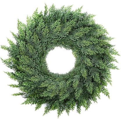 MEUIS Small Greenery Cedar Wreath - 22" Artificial Real Touch Wreath for Front Door Windows Outdoor Indoor Decor Weatherproof Traditional Holiday Decorations