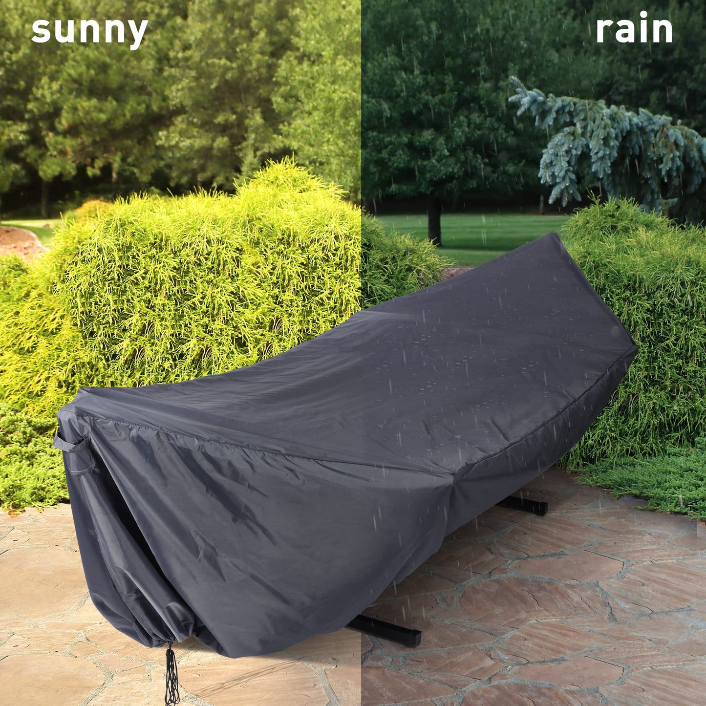 SUNCREAT Double Quilted Hammock with Stand and Rain Cover