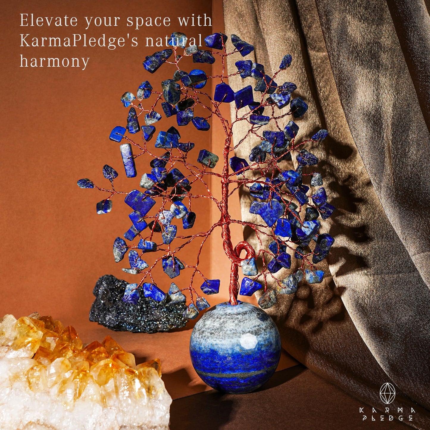 Crystal Tree of Life Home and Office Decor Gifts for Women, Lapis Lazuli Chakra Healing Stones Feng Shui Bonsai Tree for Positive Energy, Money, Good Luck, Christmas Decor, Birthday Gifts for Mom