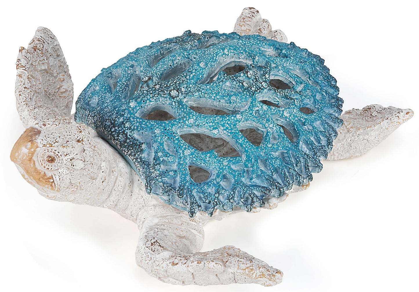 VVGIFTS Ocean Decor Sea Turtle Coral Reef Home Office Decor Sculpture Beach Coastal Tabletop Shelf Collection (Blue)