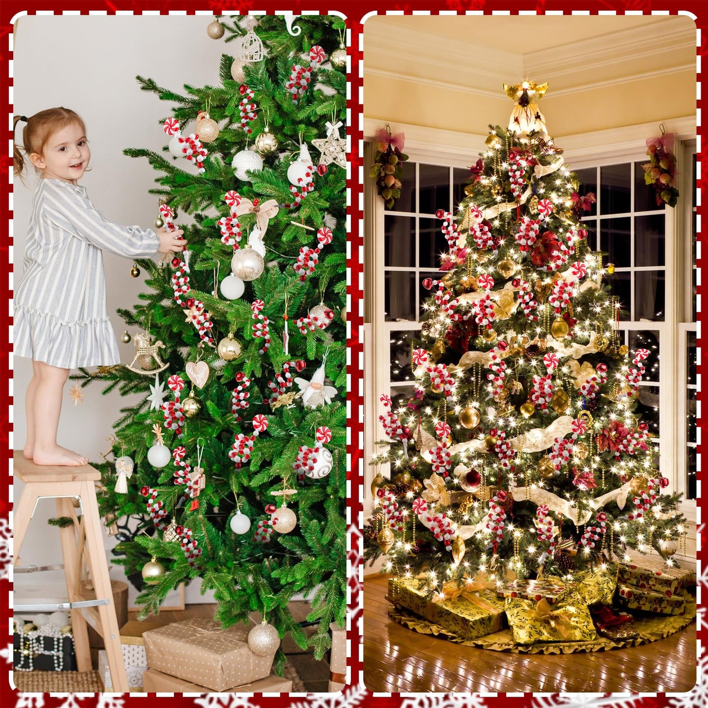 Bencailor 30 Pcs Christmas Tree Picks Red and White Christmas Ornaments Candy Cane Xmas Decorations Lollipop Tree Topper Xmas Bells Curly Pick for Vase Filler Wreath DIY Craft Party Favor Decor