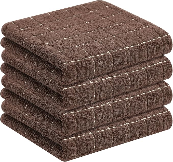 Homaxy 100% Cotton Terry Kitchen Towels, Checkered Designed, Soft and Super