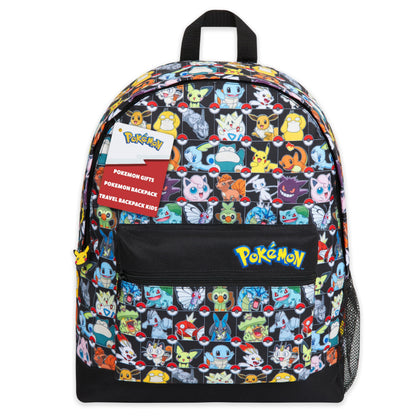 Pokemon Backpack for Kids Teenagers Pikachu Rucksack School Bag with Zipped Pockets Adjustable Straps Charizard Daypack for Travel Sports Anime Gifts (Multi AOP)