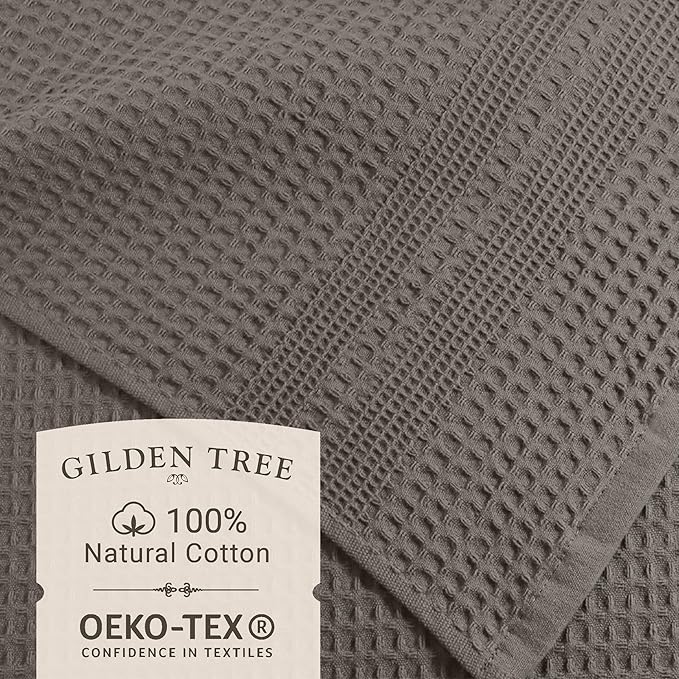 GILDEN TREE Waffle Towel Set Quick Dry Thin | 2 Bath Towels | 2 Hand Towels | 2