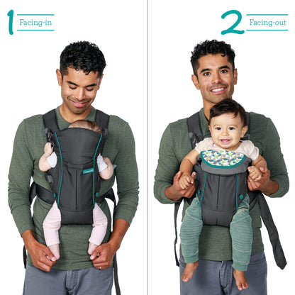 Infantino Swift Classic Baby Carrier, 2 Ways to Carry with Wonder Cover Bib, Adjustable Strap, Registry Essential, Baby Carrier for Newborn to Toddler 3,18-11,79kg, Gray