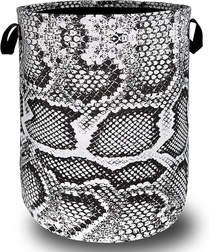 Grey White Snake Texture Laundry Hamper Snake Colorful Laundry Basket