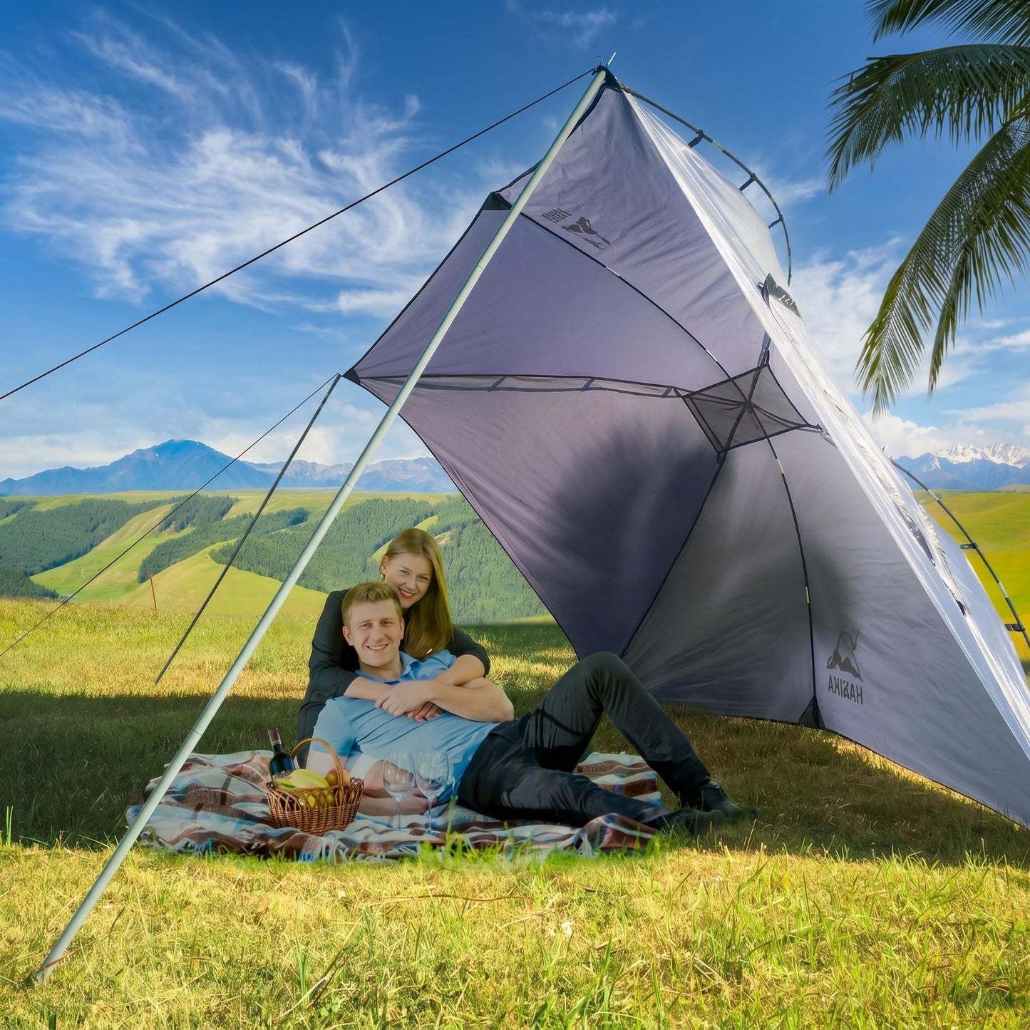 Versatility Camping Tent for Truck Bed,SUV RVing, Van,Trailer and Overlanding Portable Teardrop Awning Canopy Tear Resistant Tarp with 2 Sandbag