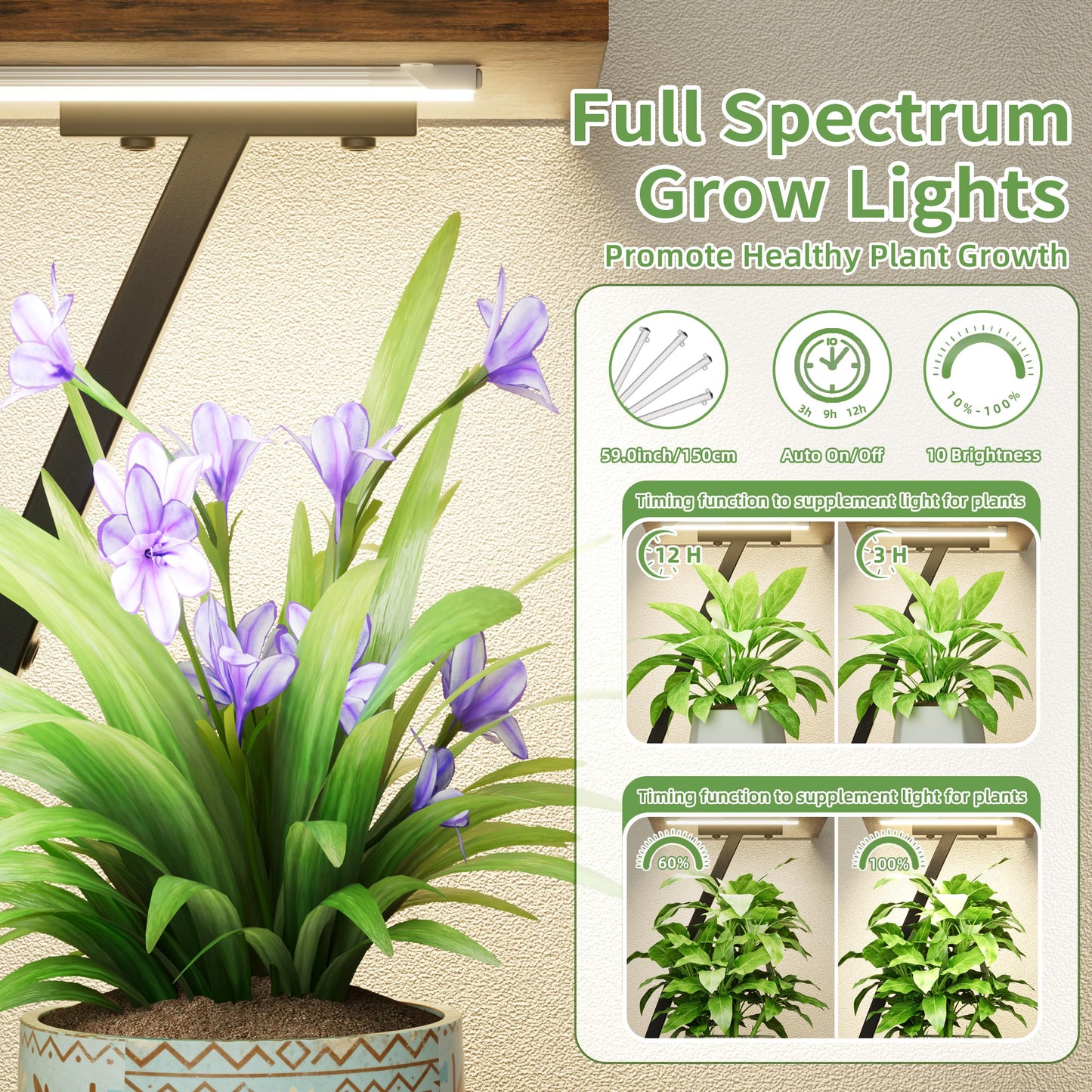 Plant Stand Indoor with Grow Lights, 7 Tiered Plant Shelf Indoor, 50'' Corner Plant Stands for Indoor Plants, Metal Plant Display Shelves Lighted Flower Holder, Plant Rack for Living Room, Black