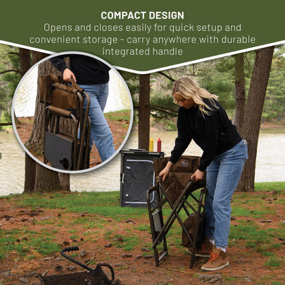 TIMBER RIDGE Folding Camping Chair with Cooler Bag, Director Chair Foldable with Side Table for Adults, Camp Chairs for Outdoor, Lawn, Sports, Fishing, Heavy Duty Supports 300lbs, Earth Brown