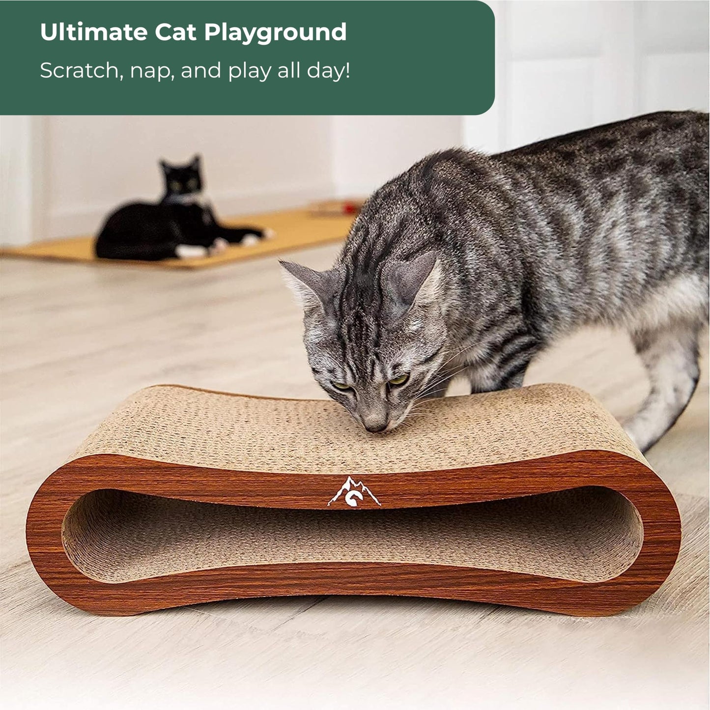 Pfotenolymp Premium Scratching Board/Scratch Lounge for Cats - Scratcher/Cat Scratching Pad - with Corrugated Board & Catnip - Cardboard Scratching Board
