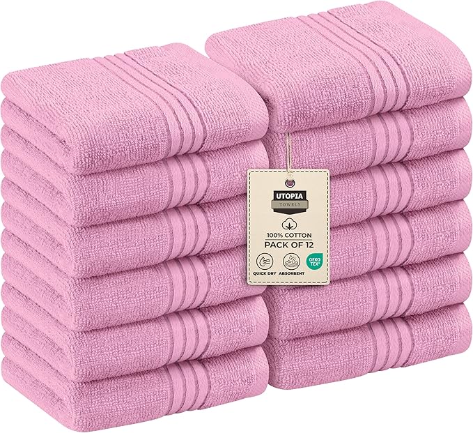 Utopia Towels Wash Cloths Set, 12 by 12 Inches, 100% Cotton Ring Spun, Highly