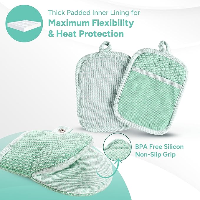 Casa Platino Potholders & Oven Mitts Heat Resistant, 8-Piece Mini Oven Mitts