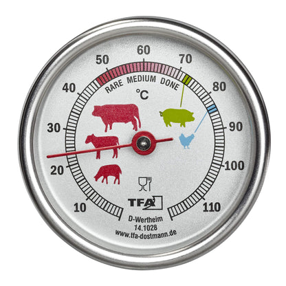 TFA Dostmann Analoge Roast Thermometer, 14.1028, Made of Stainless Steel, Meat Thermometer, for Grill or Oven