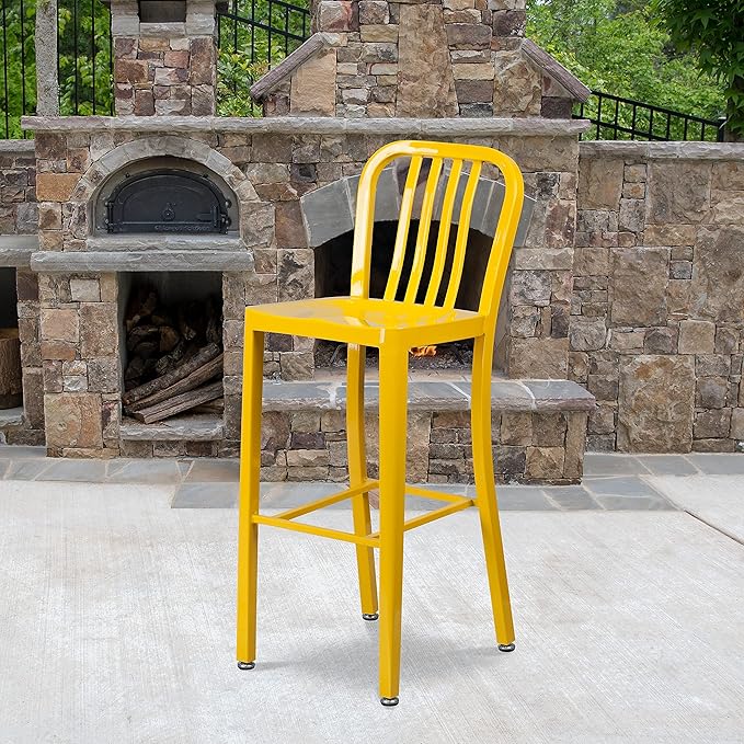 Flash Furniture Gael Commercial Grade 2 Pack 30" High Yellow Metal