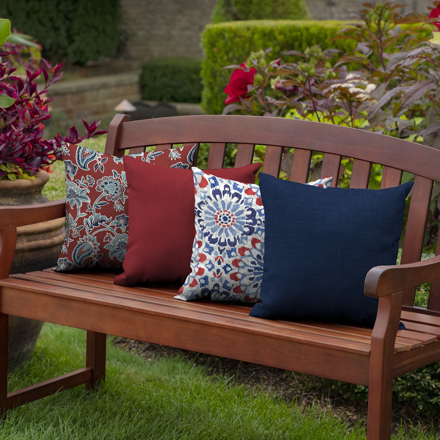Arden Outdoor Toss Pillow, 2 Pack, 16 x 16, Rain-Proof, Fade Resistant Pistachio Botanical