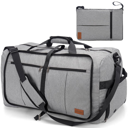 Upeelife Travel Duffle Bag, Foldable 125L Holdall Bags Large Weekend Overnight Bag Waterproof Duffel Bag with Shoe Compartment and Wet Pocket, Sports Gym Bag for Men Women (Grey)