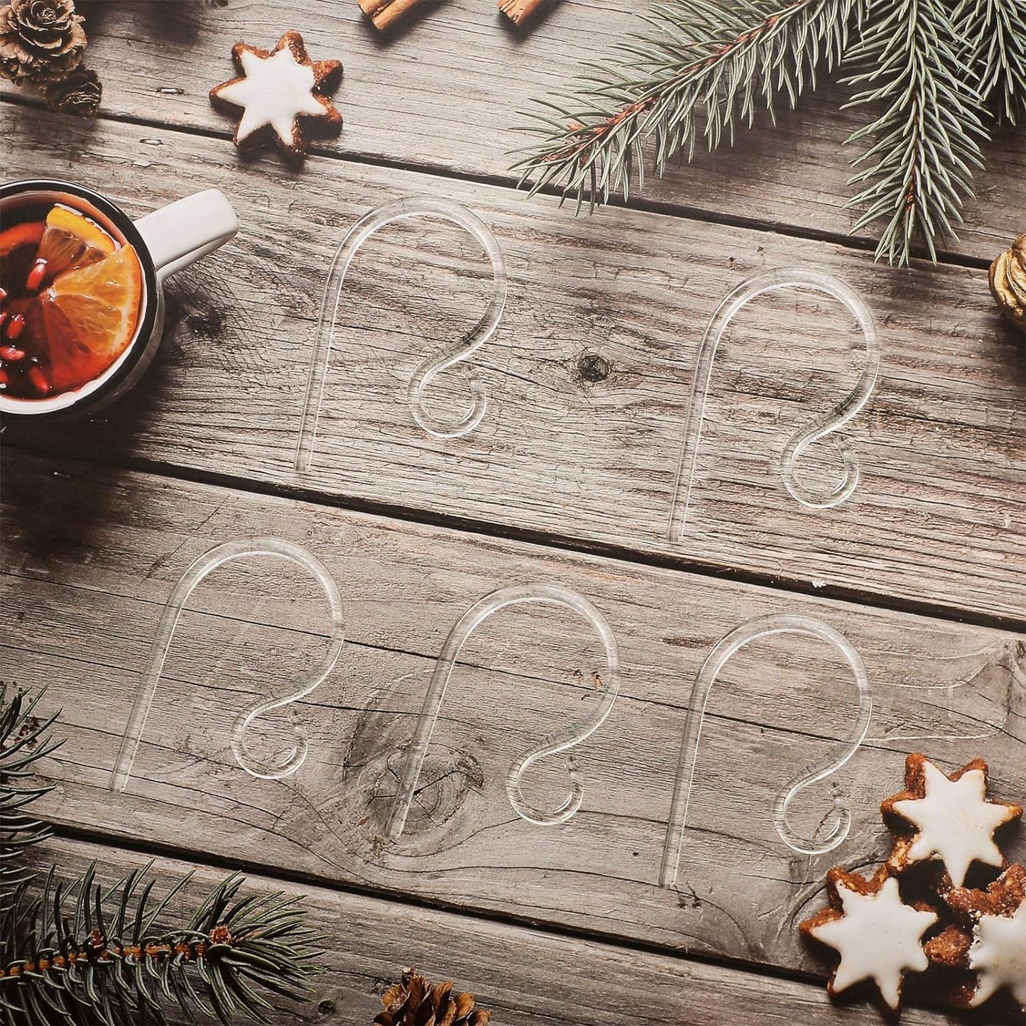 Jetec Christmas Clear Stocking Holder Hooks Acrylic Mantle Hangers Non Slip Christmas Stocking Clips Holiday Garland Hooks for Fireplace Home Kitchen Mantel(16 Pieces)