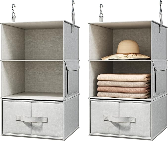 Vailando 3-Shelf Hanging Closet Organizer, Baby Clothes Storage and Organization