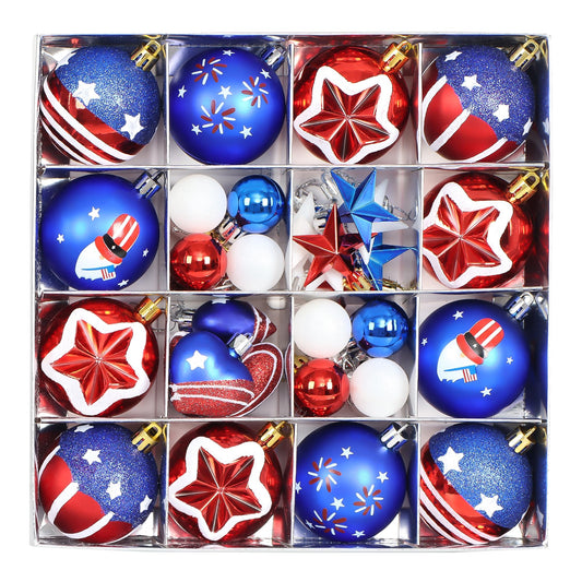 4th of July Tree Decorations, 40ct Patriotic Ornaments Memorial Day Tree Decorations Shatterproof Hanging Ornaments for Independence Day, Flag Day, USA 250th Holiday Red White Blue Decor