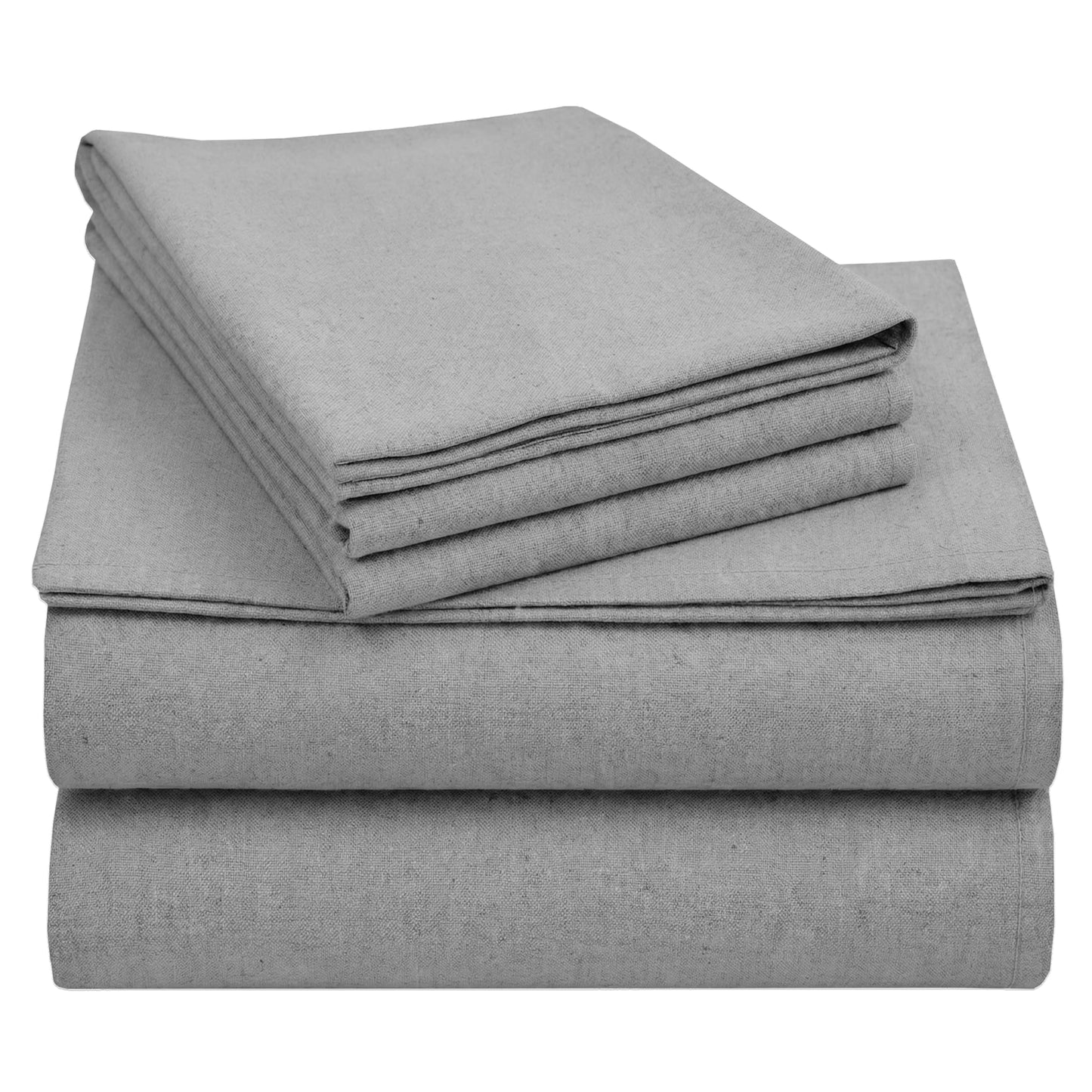California Design Den Flannel King Sheet Set - Made in Portugal, 4-Piece 100% Cotton King Size Sheet Set, Thick, Velvet Soft, Triple-Brushed with Extra Deep Pockets - Heather Grey