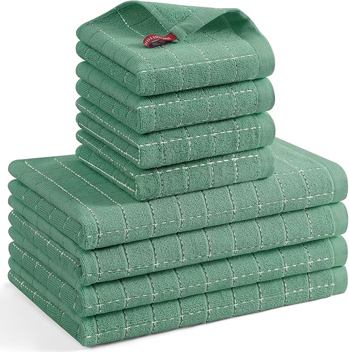 Mordimy 100% Cotton Terrycloth Kitchen Towels and Dishcloths Sets, Soft and