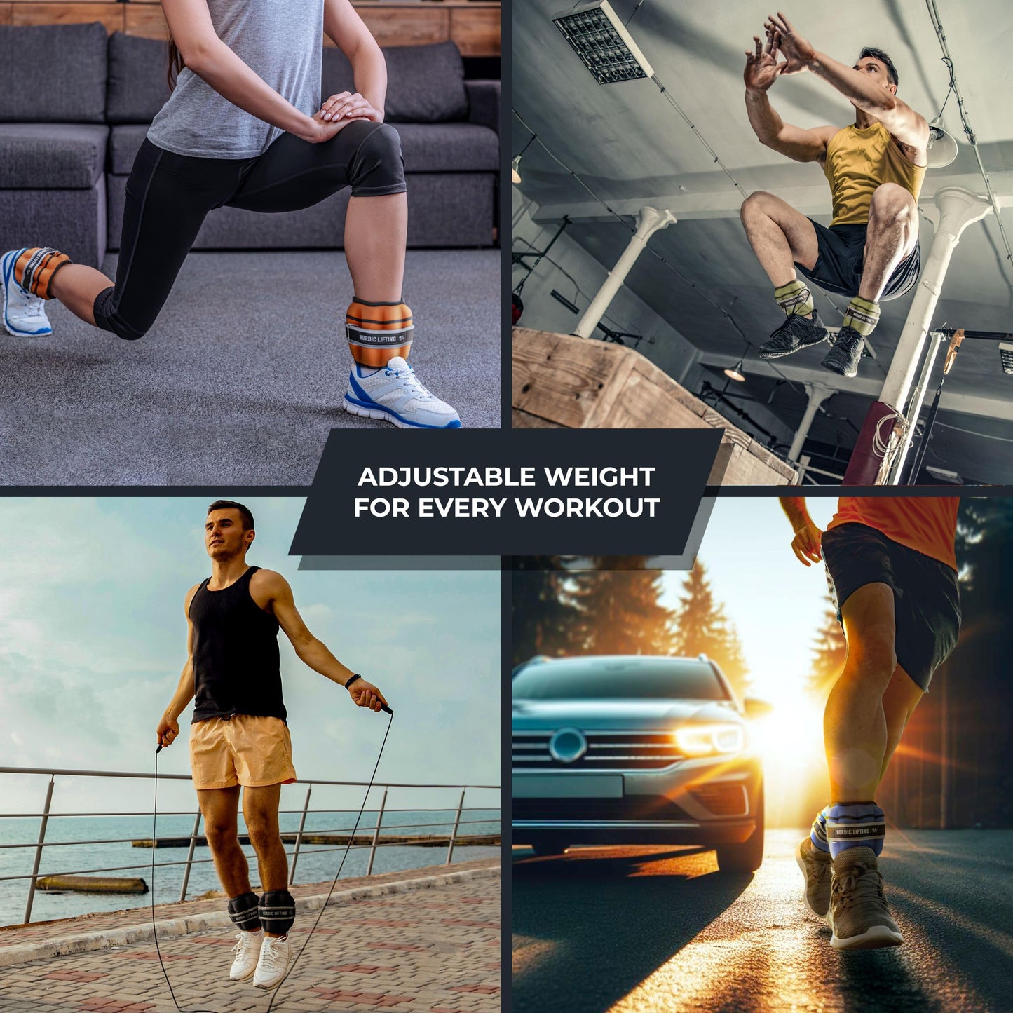 Adjustable Ankle Weights for Women and Men - 1 Pair 2 4 6 8 10 Lbs - Strap to Wrist, Hand or Leg for Gym & Yoga - Workout Equipment to Boost Weight Loss by Nordic Lifting