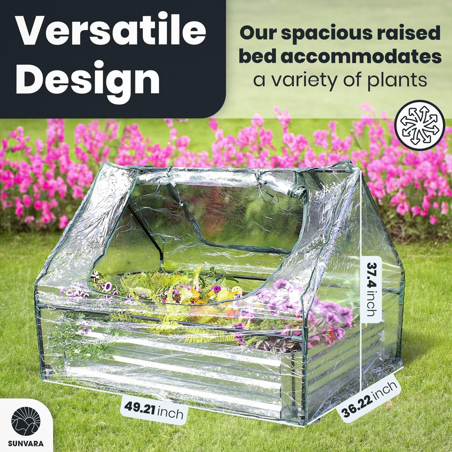 Sunvara Galvanized Raised Garden Bed with Cover 4x3x1ft Large with Gloves
