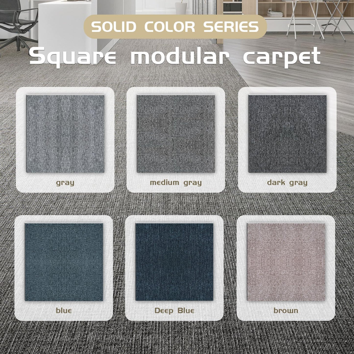 Carpet Tiles 20x20 Inch - Non-Slip Soft Square Flooring with FlexLok Tabs for Easy DIY Installation - Durable Office, Garage, Gym & Basement Floor Cover (Gray 32, suse 02)