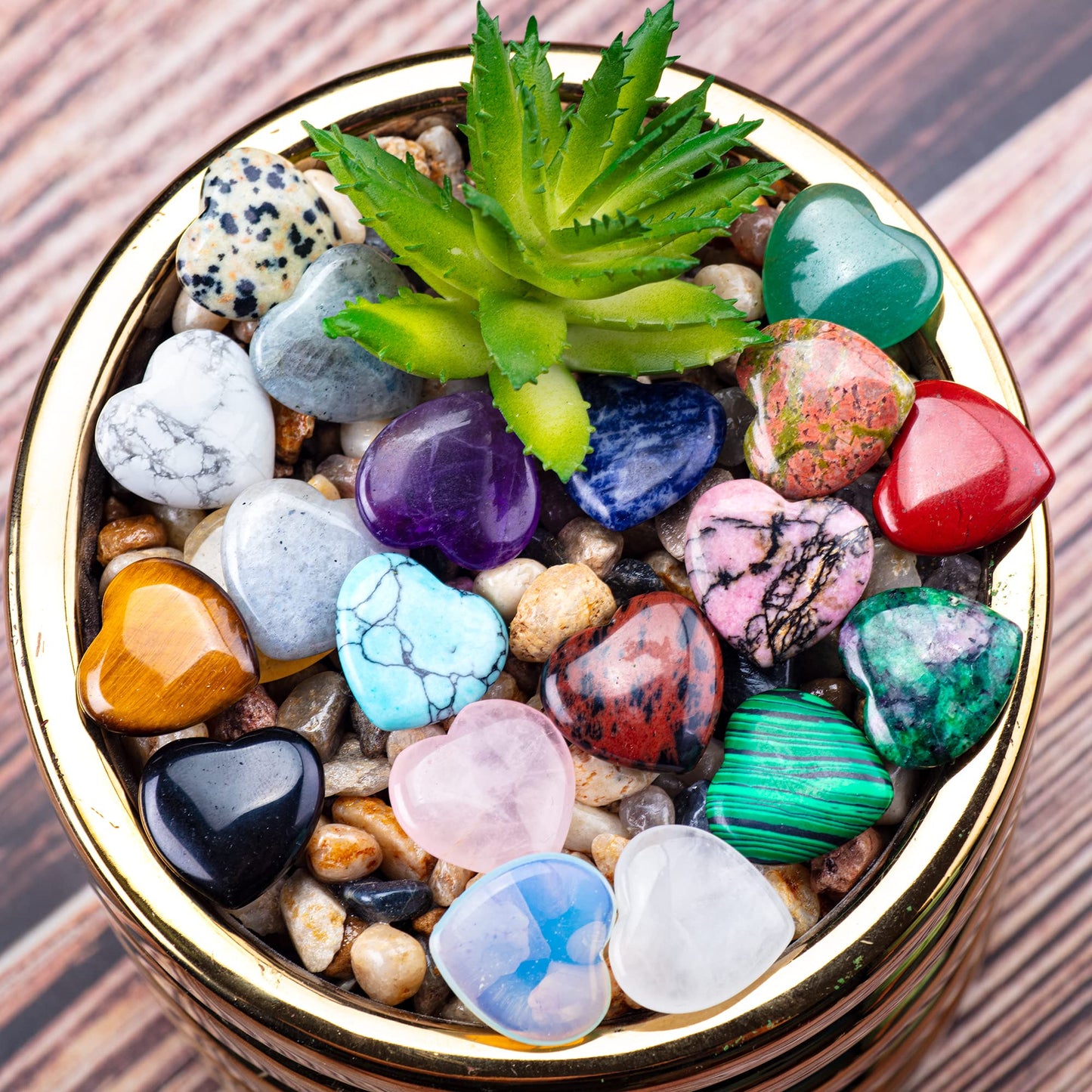 20PCS Natural Heart Crystals Love Shaped Pocket Polished Stones Heart Healing Crystal Stones for Gifts Chakra Reiki Yoga Meditation Relief Anxiety Stress(Assorted)