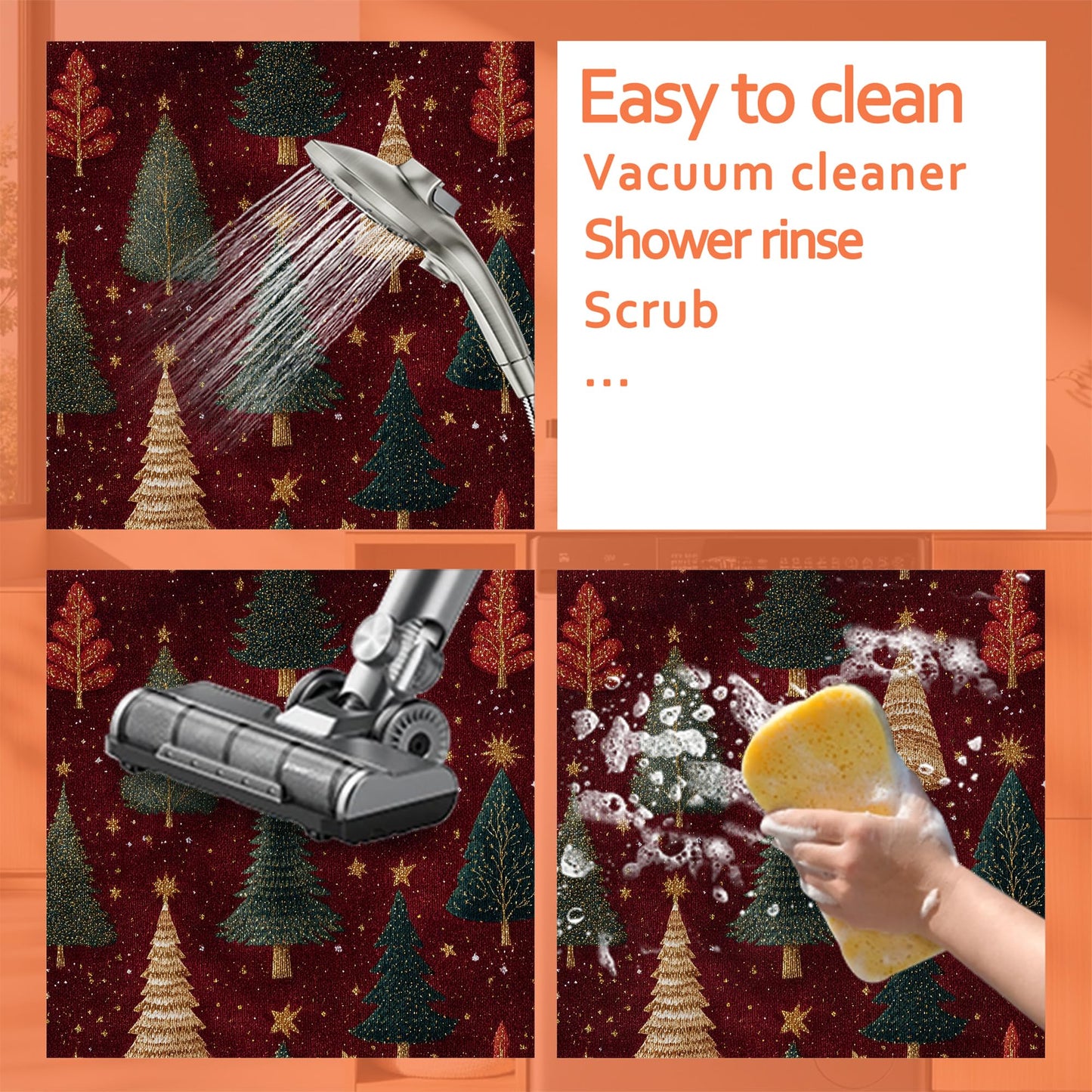 Christmas Tree Washer and Dryer Covers for the Top,Washing Machine Dust Cover Pad Anti-slip Absorbent Protector Mat for Washer Dryer Home Decor,23.6"x19.7"